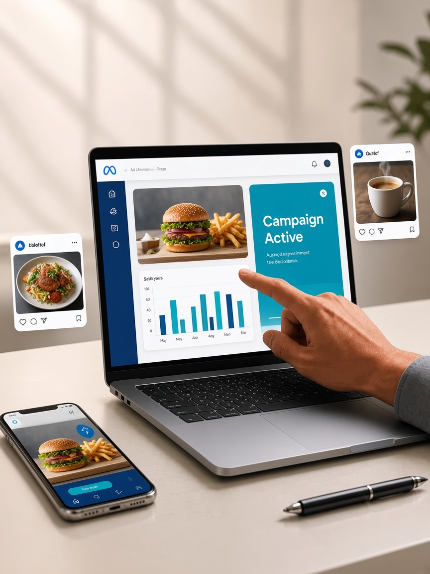 Restaurant ad campaign with food creatives