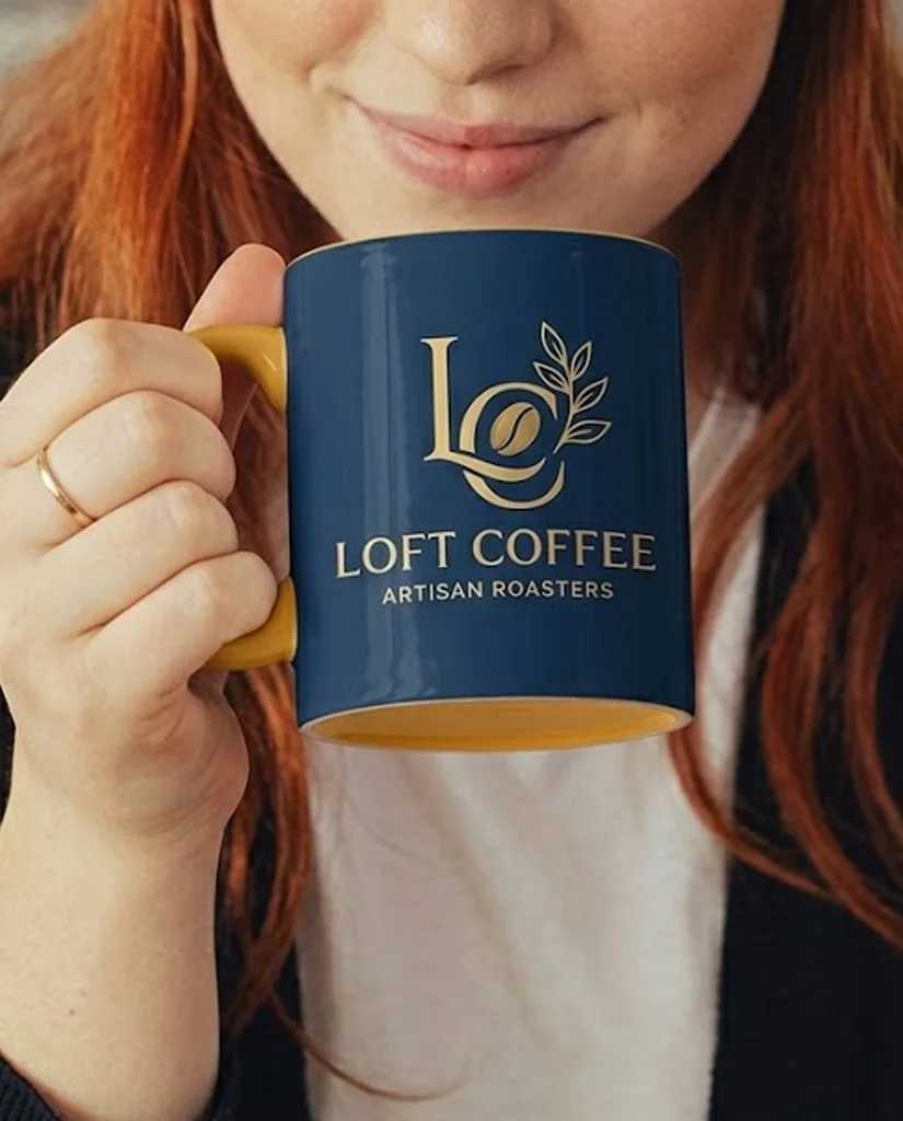 Branded coffee mug merchandise mockup